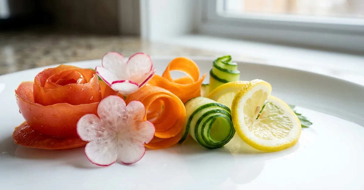 برش هنری سبزیجات برای گارنیش حرفهای غذا