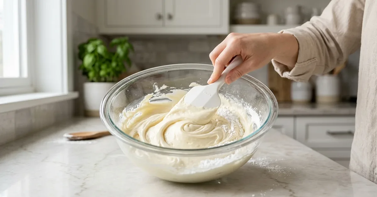 آمادهسازی پایه پنیری و مخملی در پخت چیزکیک یخچالی