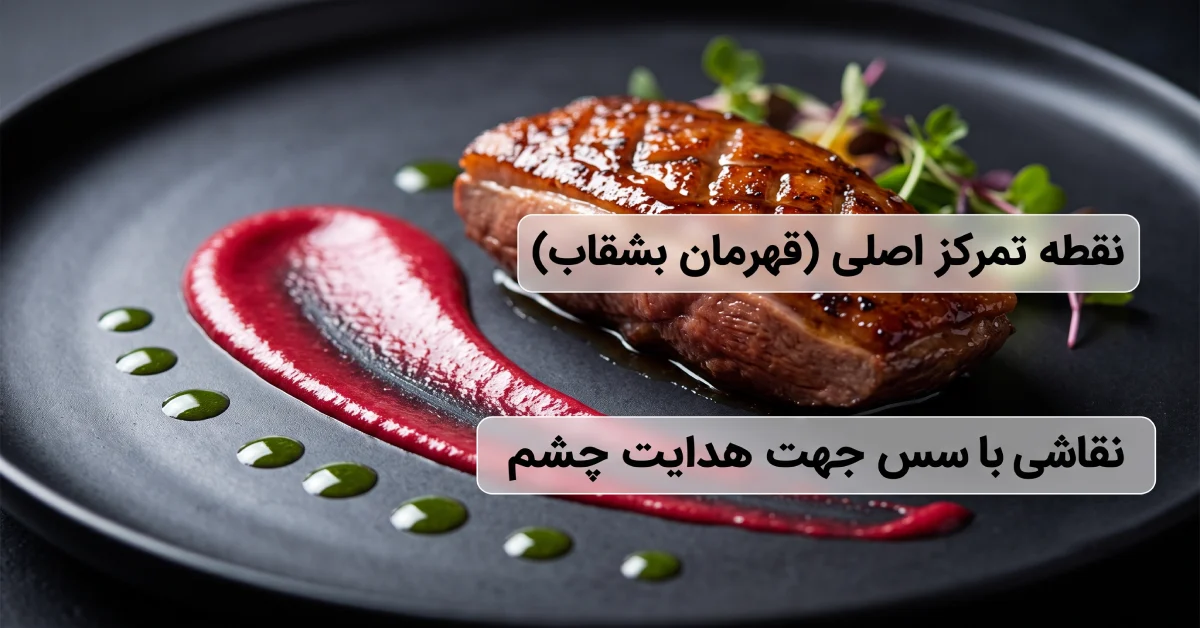 تکنیک ایجاد نقطه تمرکز و نقاشی با سس در دیزاین بشقاب غذا